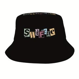 🆕 Taylor Swift Black Multi Colour SWIFTIE Bucket Hat Cotton